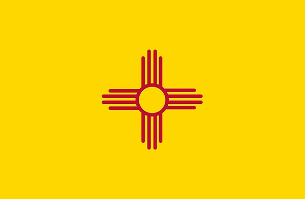 The flag of new mexico on a yellow background.