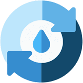 A blue circle with a drop of water in it designed by MGC Services.