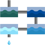 A diagram of a water system with a drop of water, created by MGC Services.