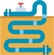 An icon of a water pipe with a faucet on it, designed for MGC Services.