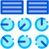A set of blue and white clock icons available for purchase on MGC Services.